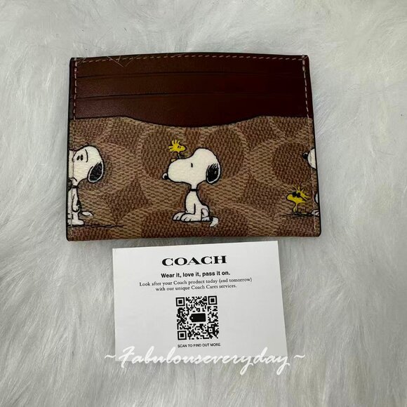 Coach X Peanuts Slim Id Card Case In Signature Canvas With Snoopy Print CBK55 - Picture 5 of 5